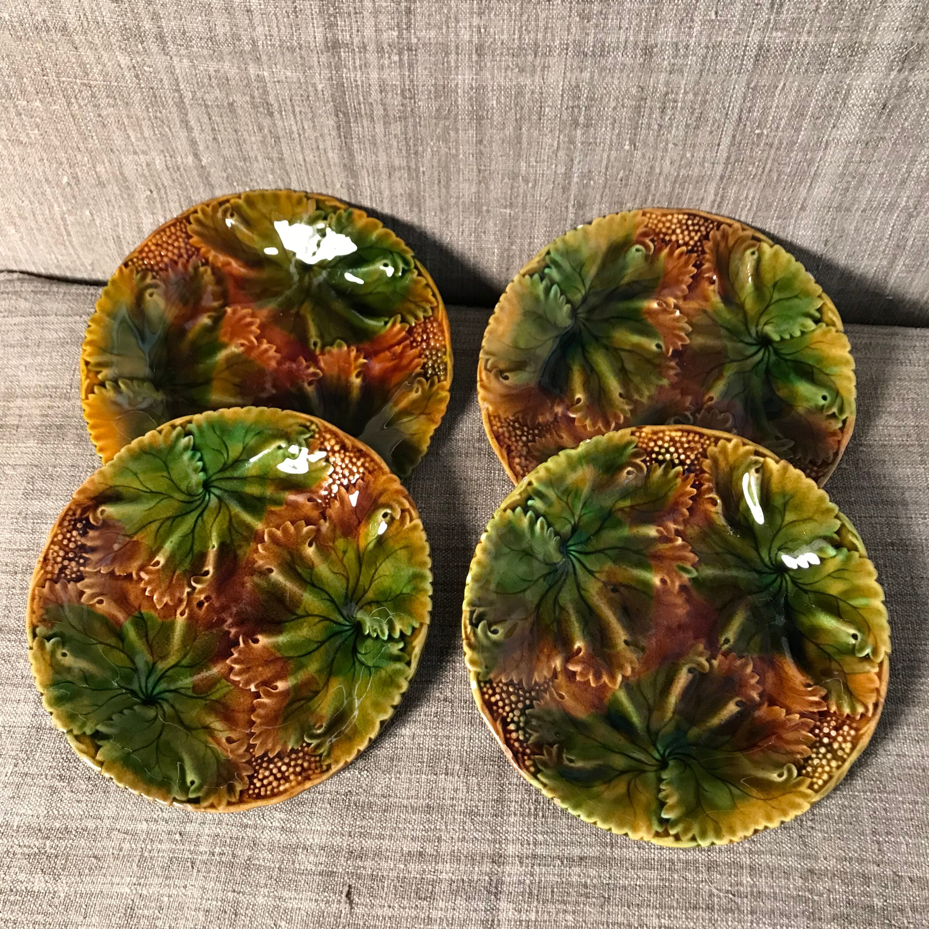 4 assiettes à dessert vintage a décor automnal