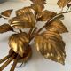 Large golden leaf wall lamp vintage design 70s