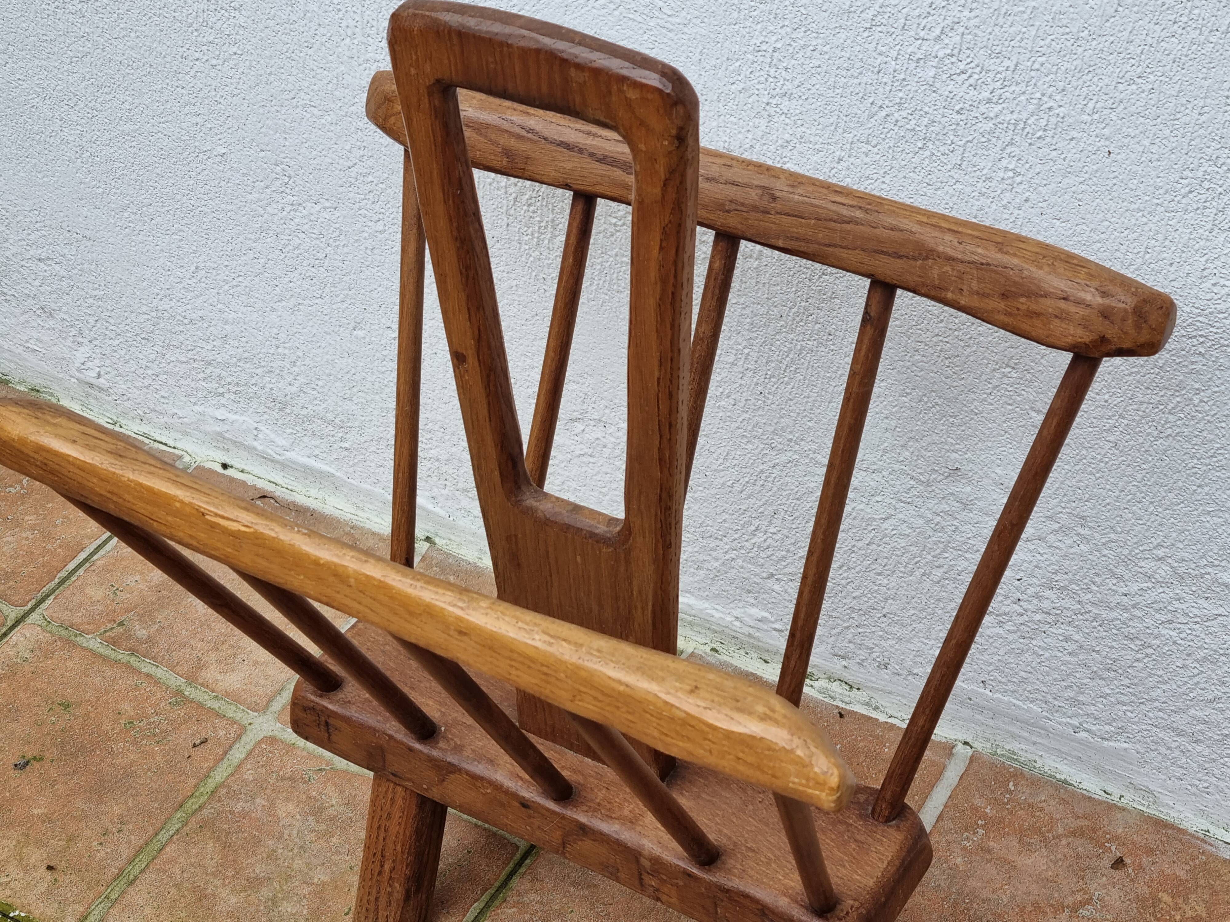 Vintage solid wood magazine rack, 1960s, Scandinavian style