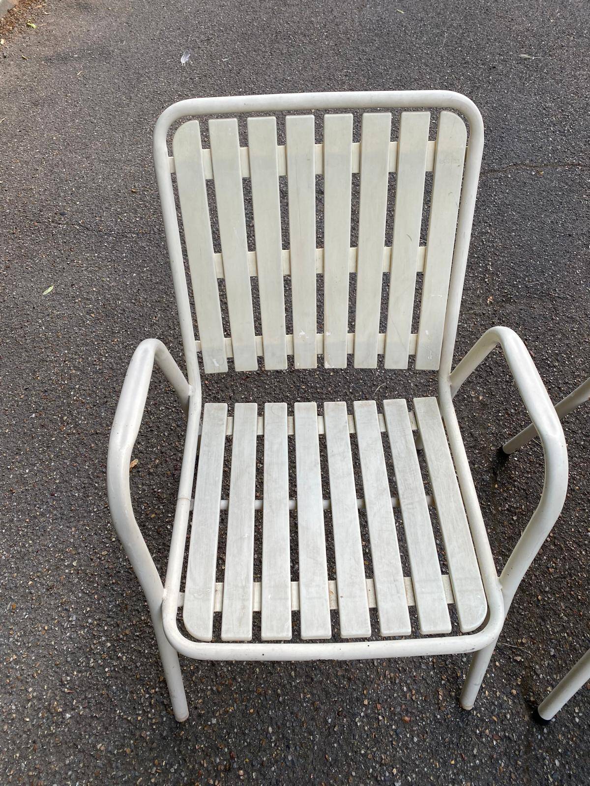 2 white emu rio garden armchairs with armrests