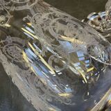 Baccarat crystal lantern with engraved foliage decoration.