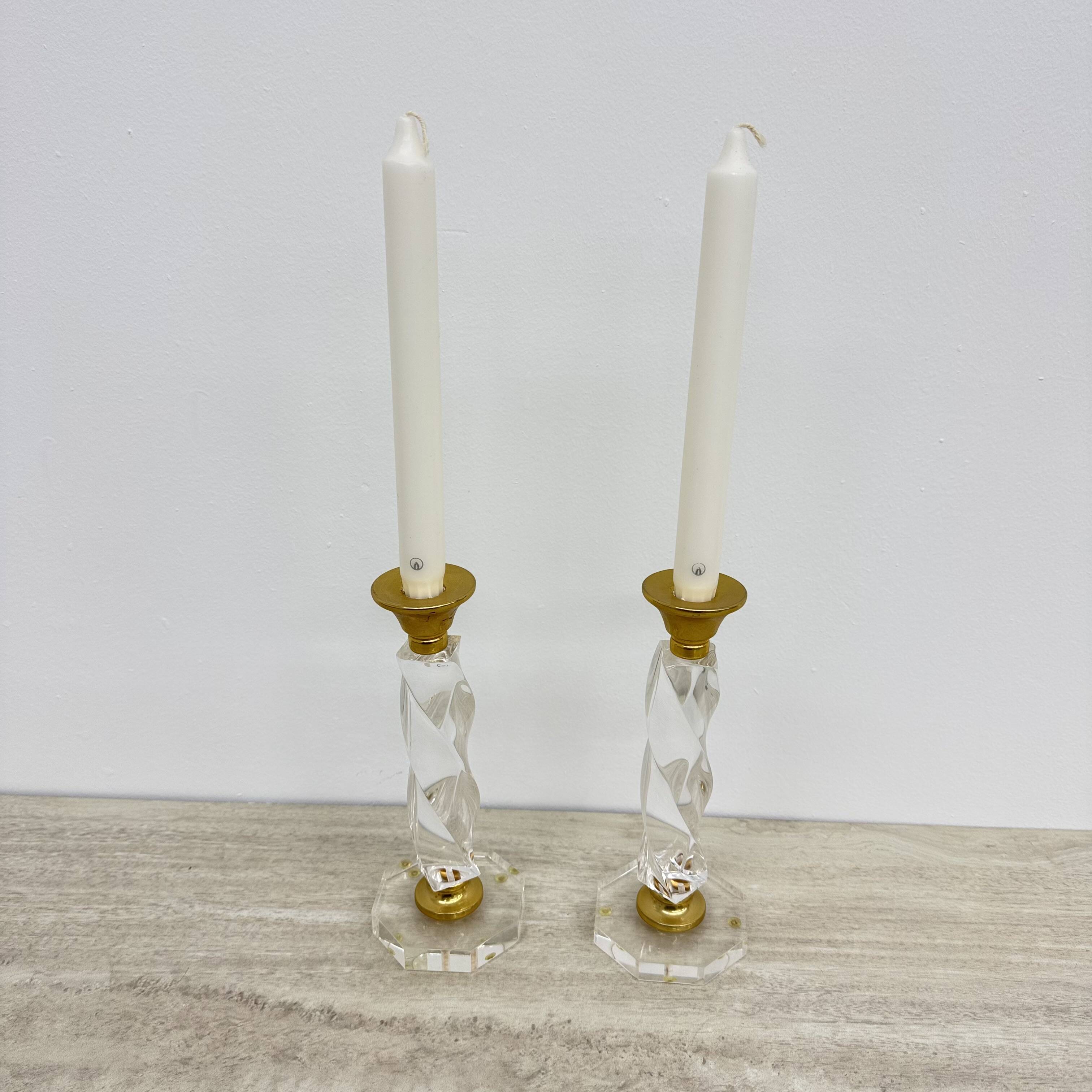 Set of 2 lucite twisted candle sticks, 1970’s
