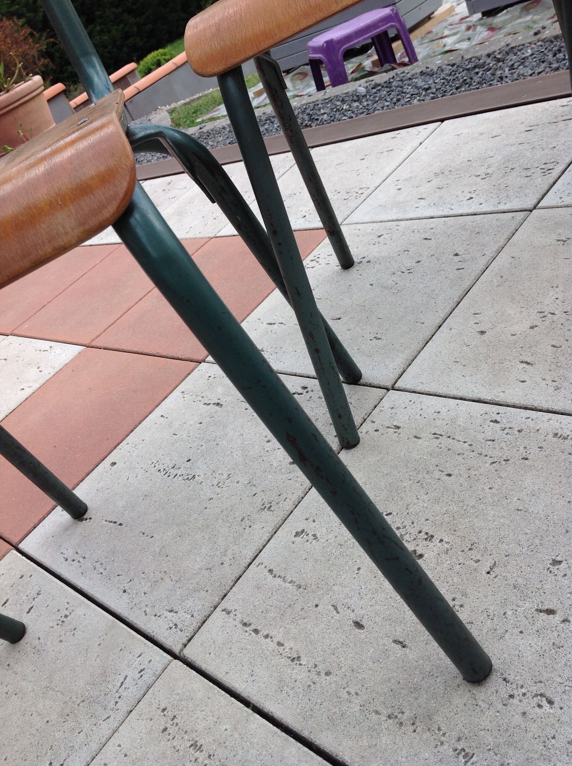 Suite of four school chairs 50/60 years