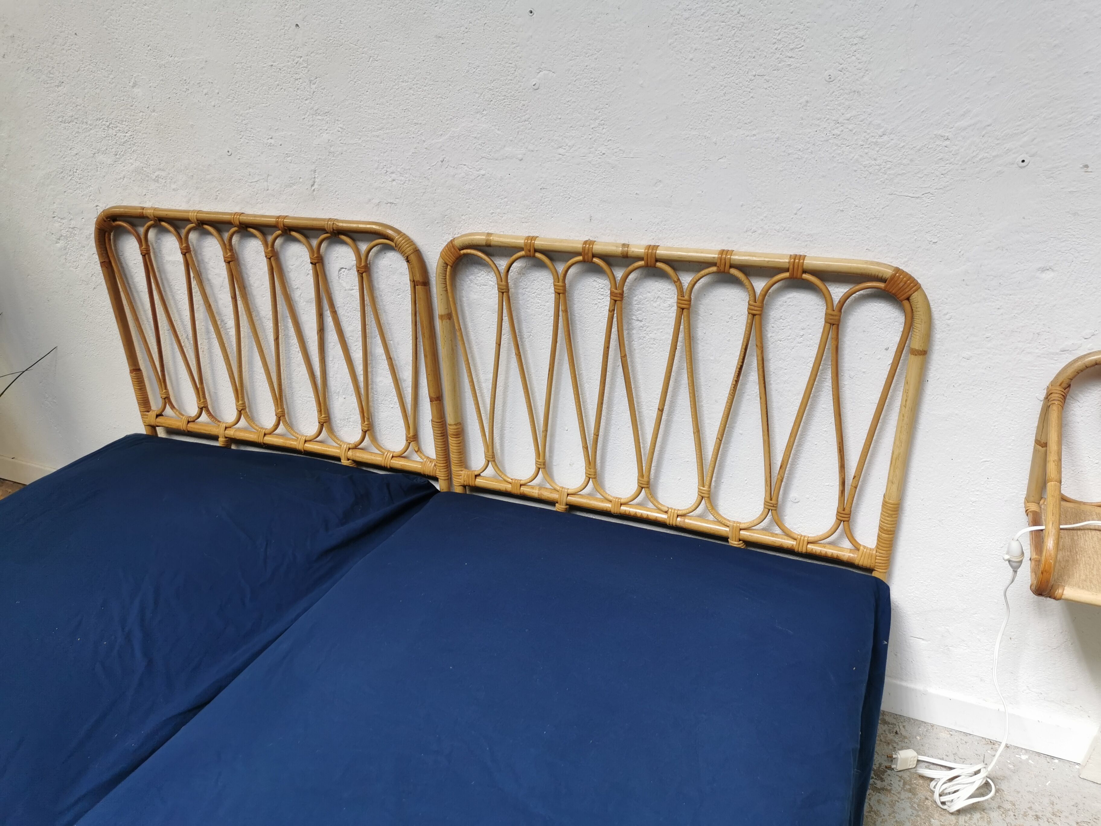 Pair of vintage rattan headboards