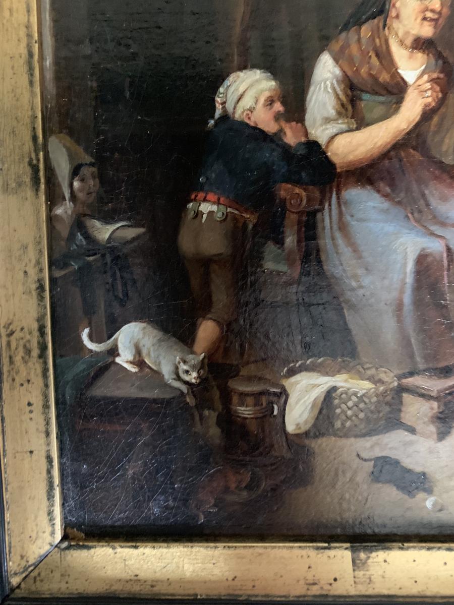 Oil on canvas, interior scene