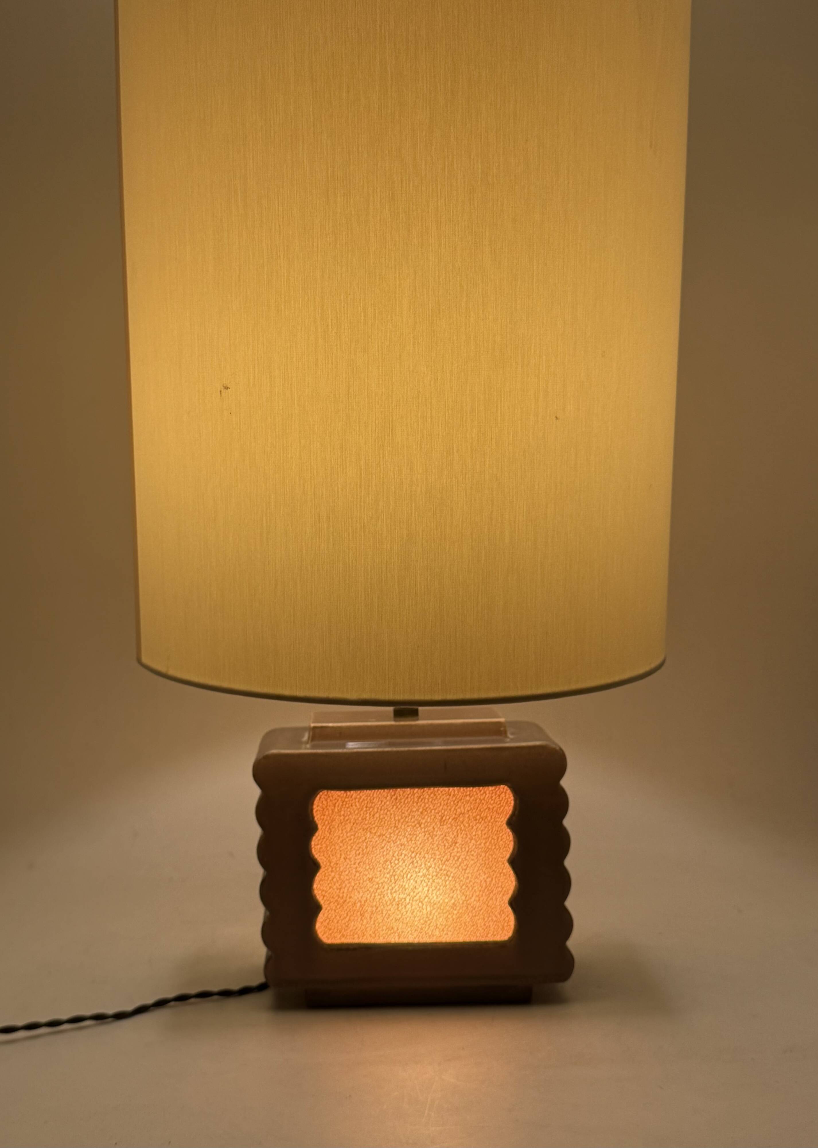 Art deco ceramic table lamp, Andre Fau Boulogne France circa 1940s