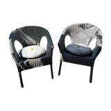 Pair of rattan chairs completely renovated with modern style