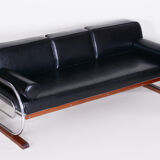 Black Slezak sofa made in 1930s Czechia