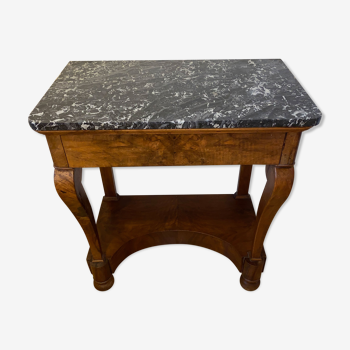 Walnut console and marble restoration tray