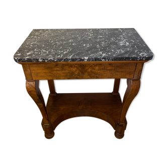 Console en ronce de noyer et plateau marbre