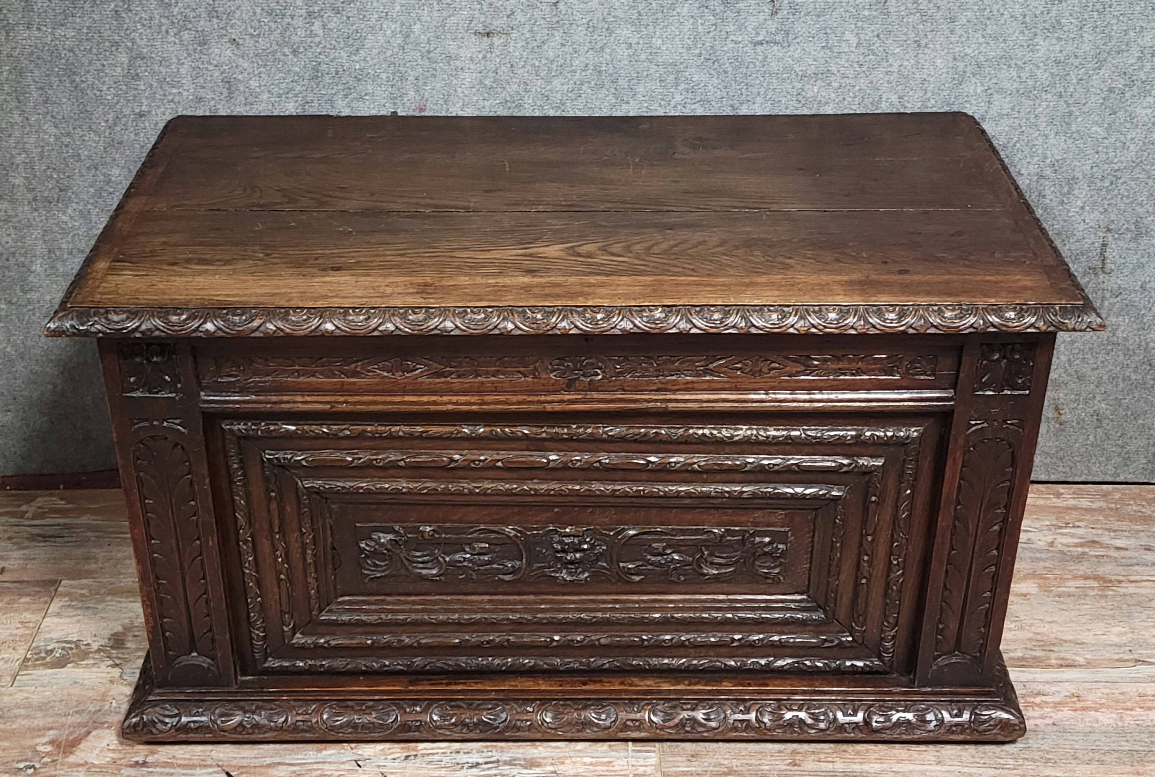 Louis XIII period solid oak chest