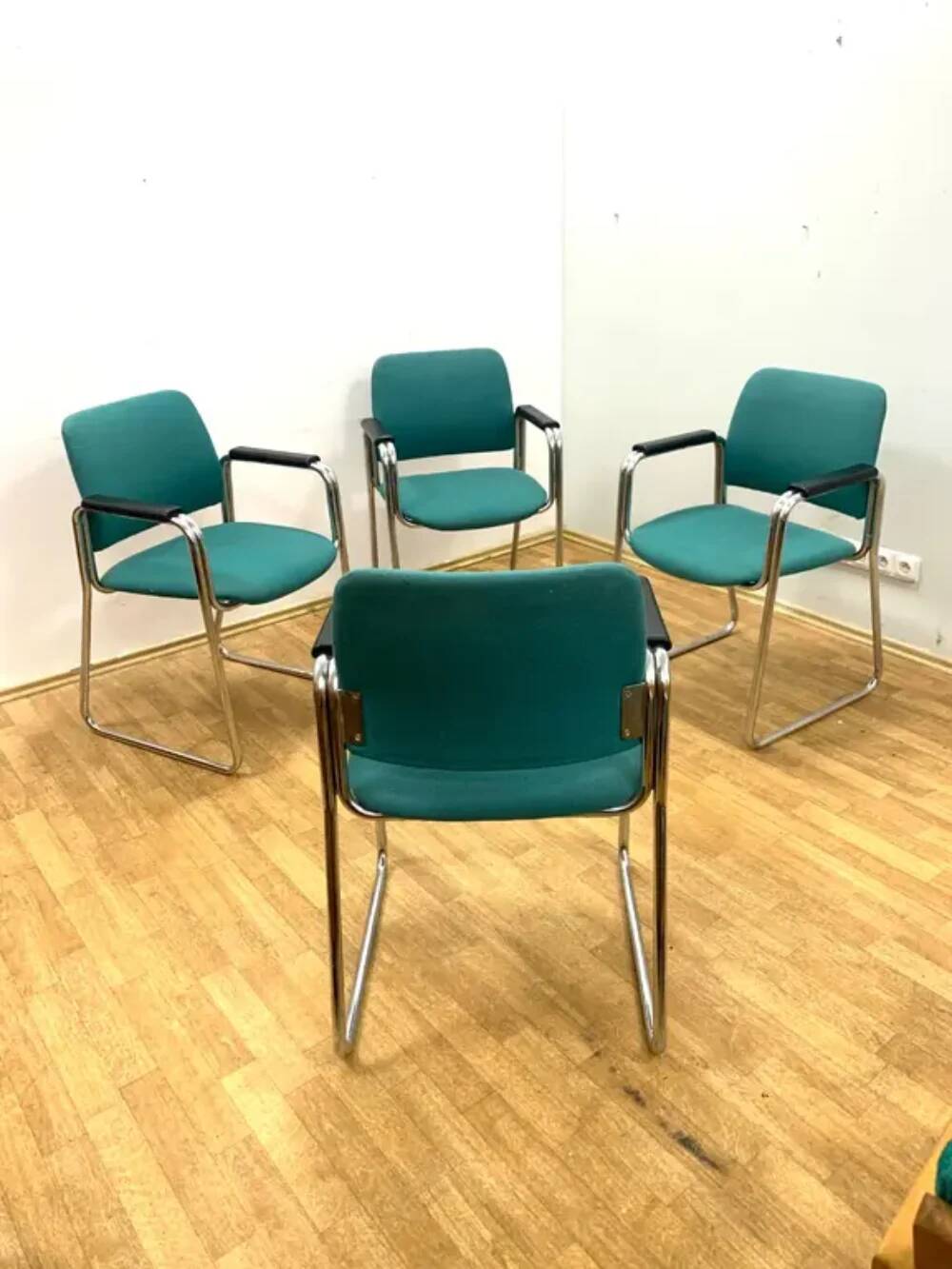 Retro armchairs with armrests, 1970s–80s, Czechoslovakia (set of 4)
