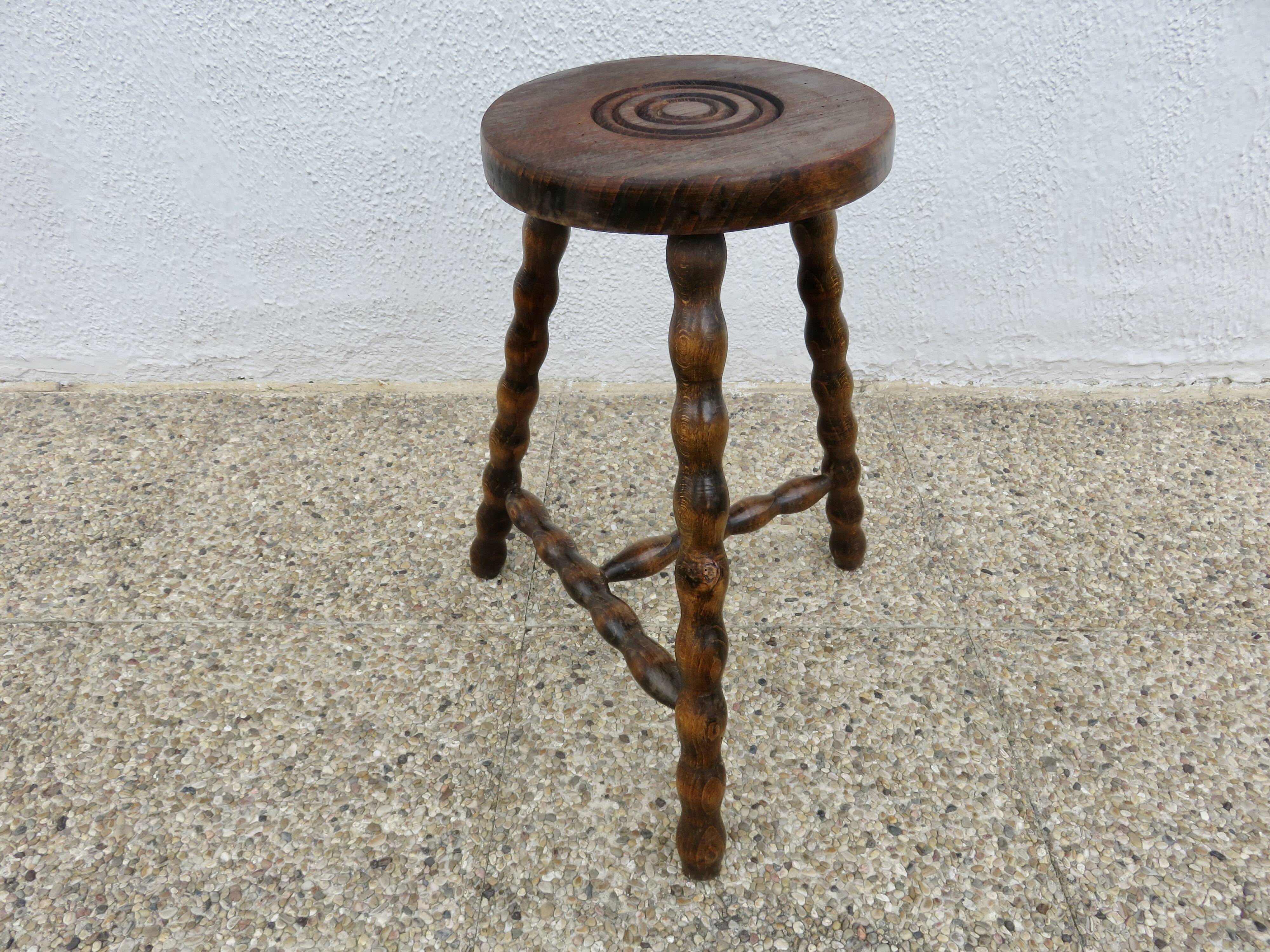 Antique tripod stool, farmhouse stool, 1950s-1960s