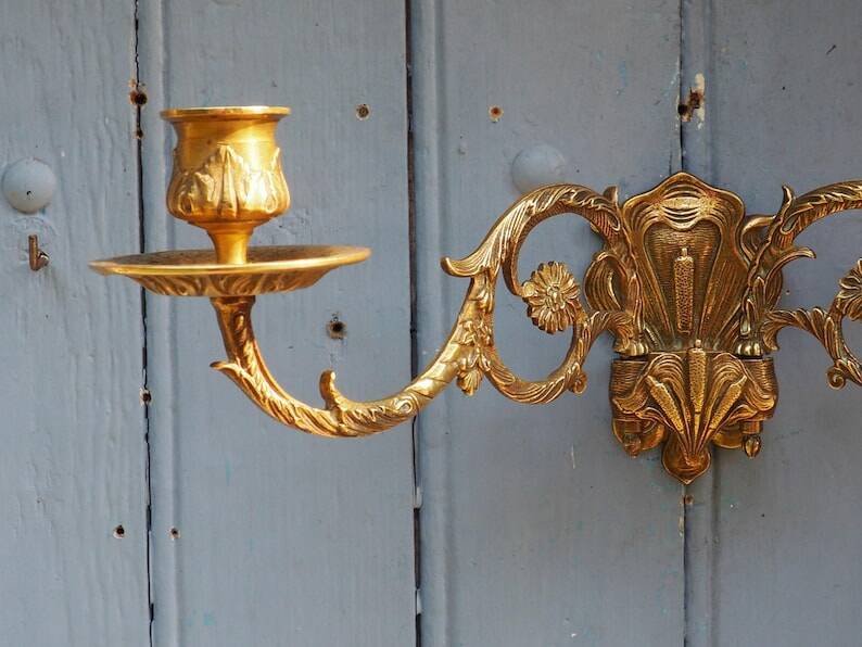 French Antique bronze piano wall candle sconce Art Nouveau stamped E MULLER