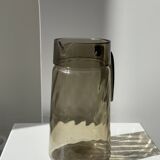 Vintage striated smoked glass carafe