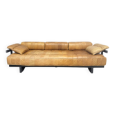 DS 80 daybed, patchwork sofa with armrests in cognac leather by De Sede, Switzerland, 1980s