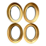 Lot of 4 Antique Oval Gilded Frames  CONVEX glass , each frame 19.5 cm x 15.5 cm