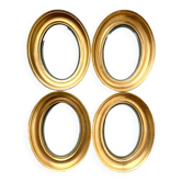 Lot of 4 Antique Oval Gilded Frames  CONVEX glass , each frame 19.5 cm x 15.5 cm