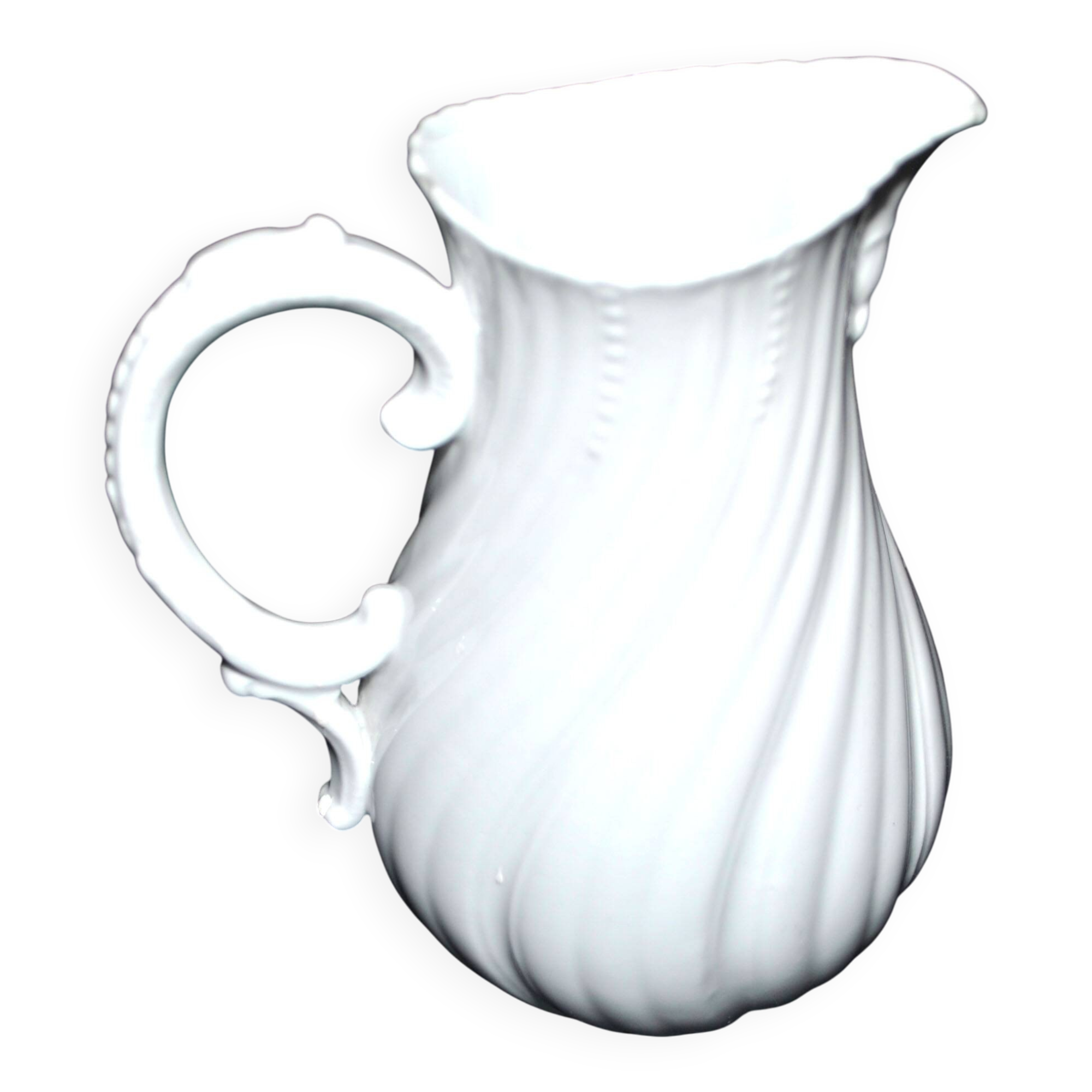 Antique Sarreguemines porcelain pitcher, plain Viennese pattern