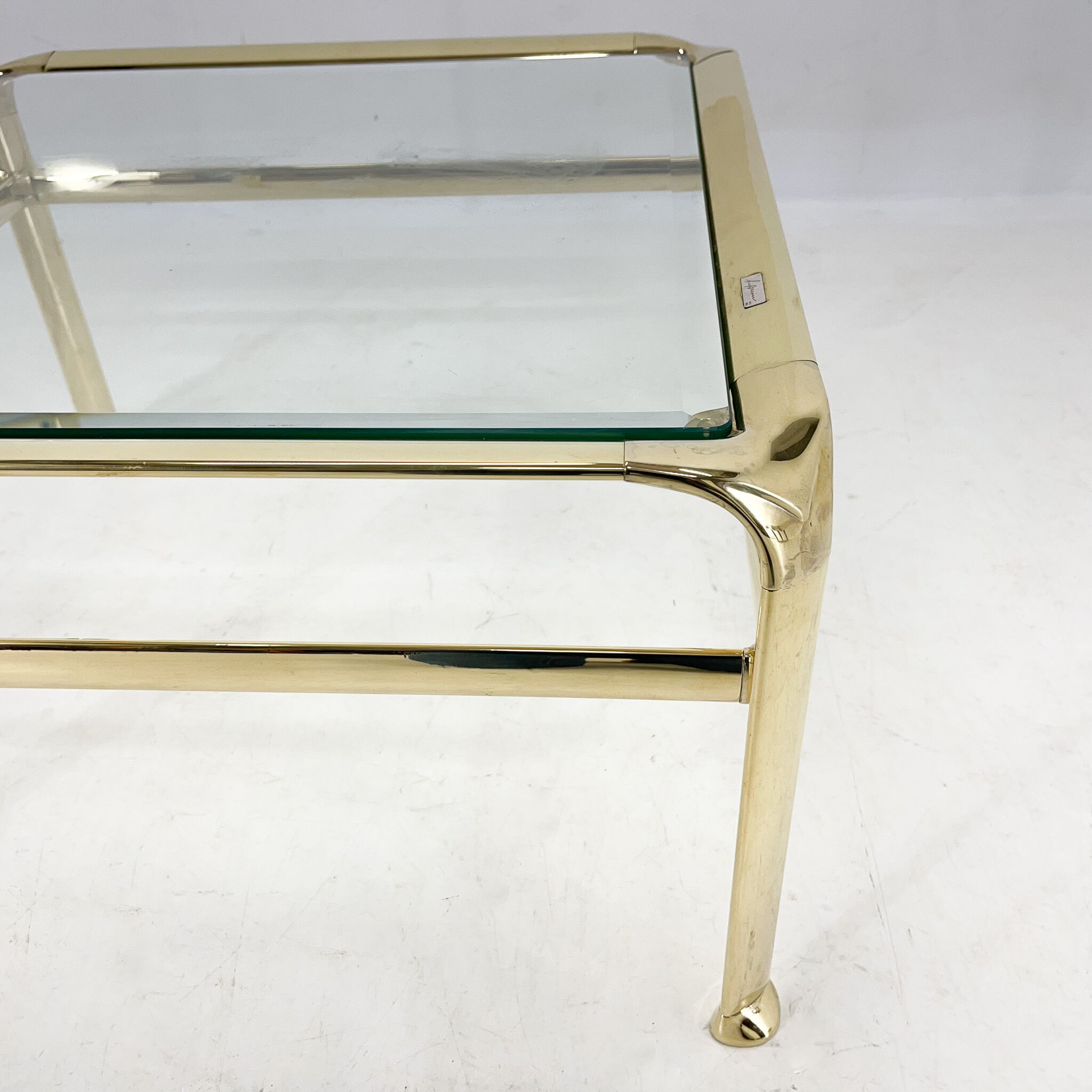 Table basse, laiton & verre, Mauro Lipparini  1970's, italie