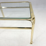 Table basse, laiton & verre, Mauro Lipparini  1970's, italie