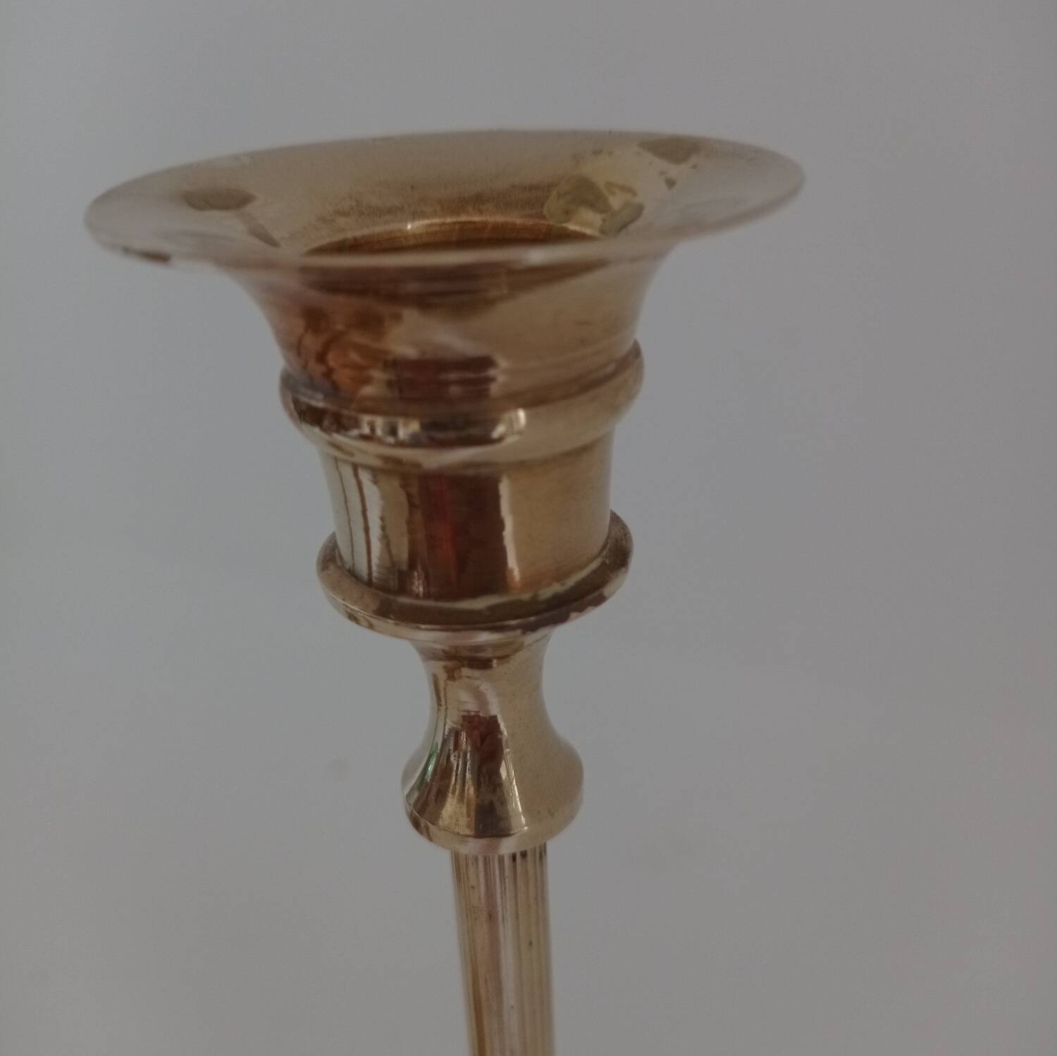 Set of 3 golden brass candle holders
