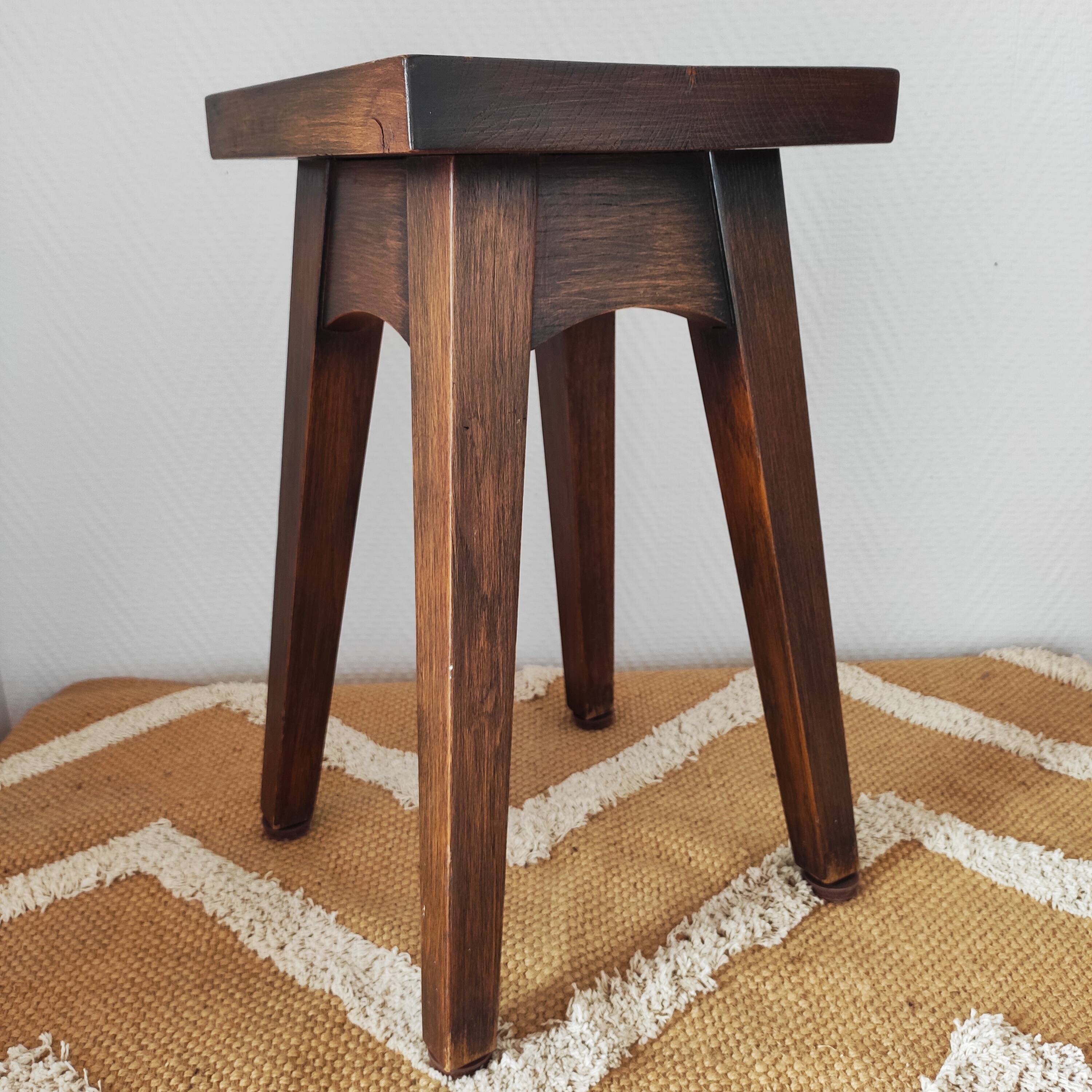 Vintage solid oak stool