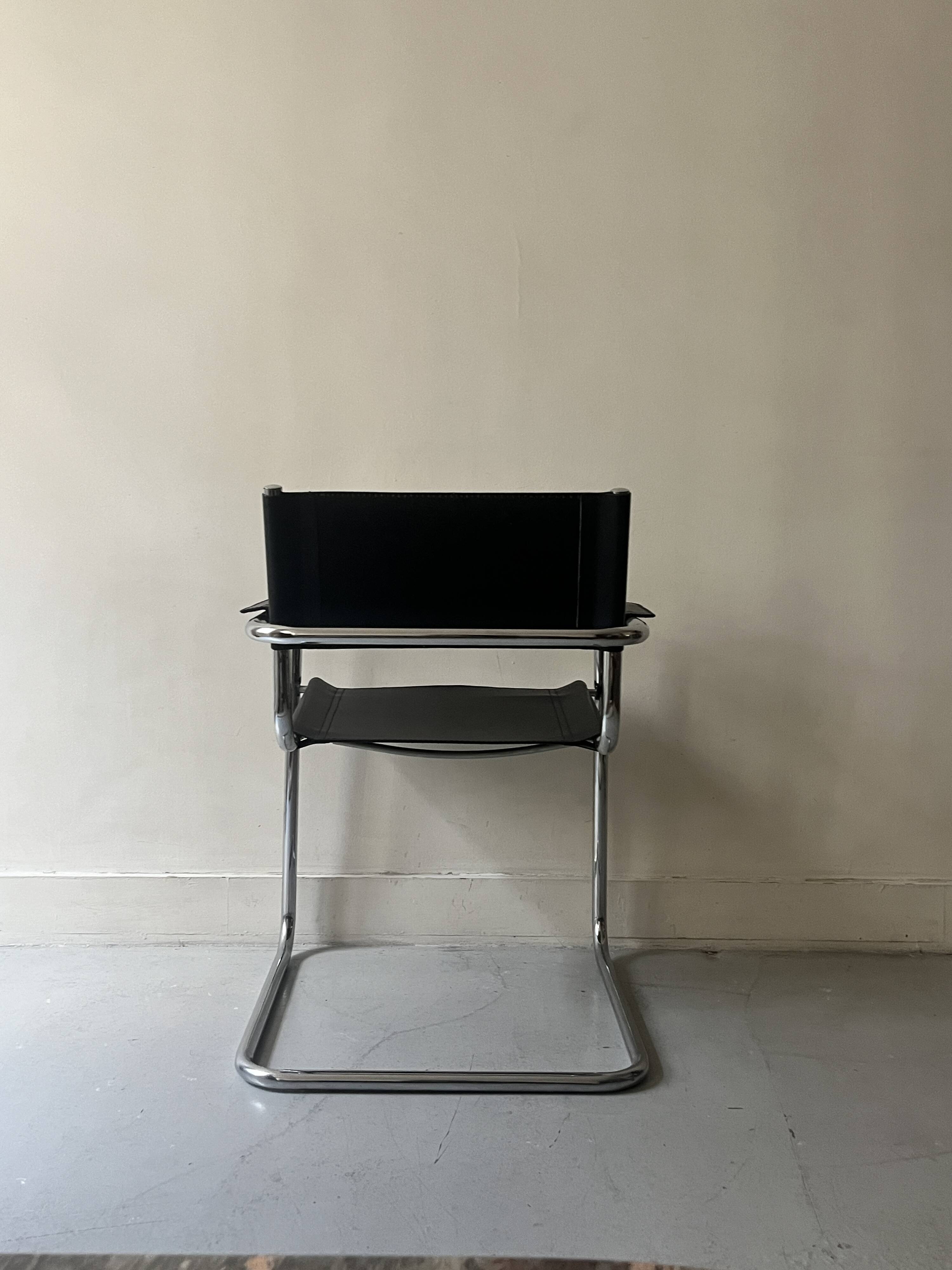 Black chrome tubular armrest chair, after Mart Stam - Breuer, 1970