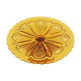 Art Deco Amber Cake Plate Pastry Dish Depression Glass 27cm