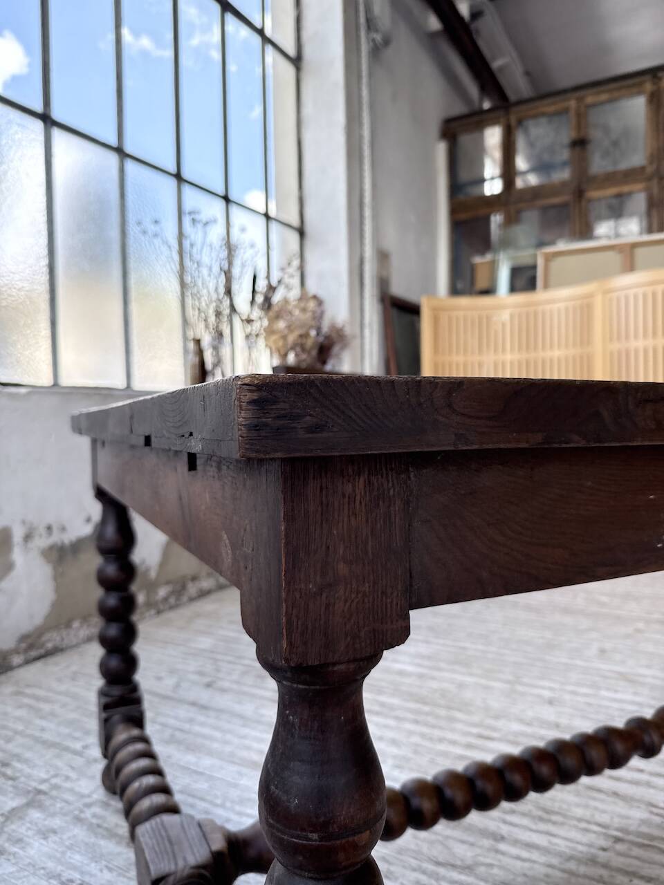 Solid oak table 1900 drapery style XL 280cm with extensions
