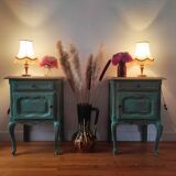 Pair of patinated bedside tables