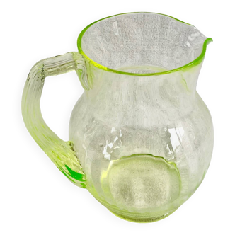 Ancien gros pichet carafe pot broc à eau en ouraline