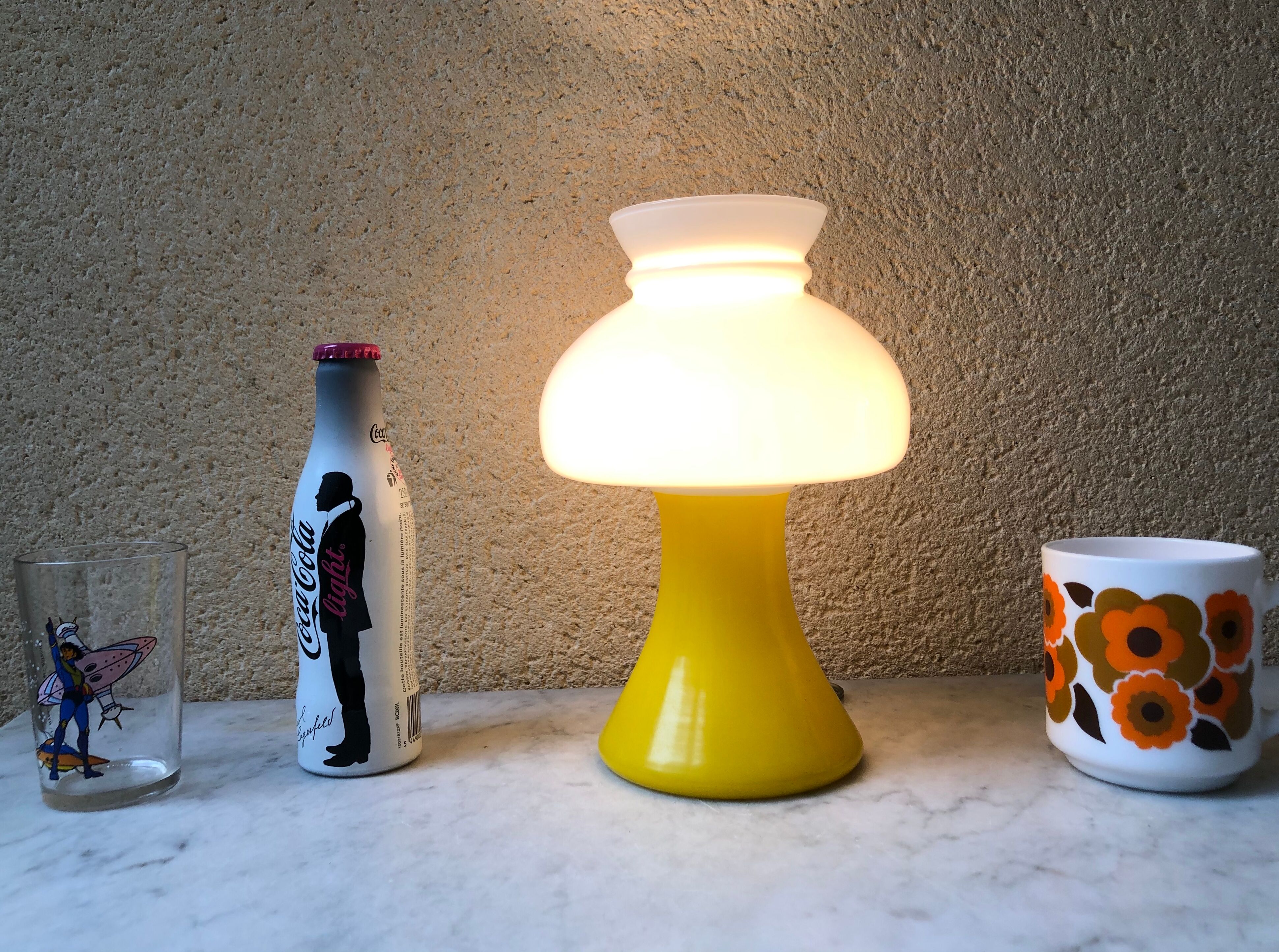 Bedside lamp glass opalin vintage 70