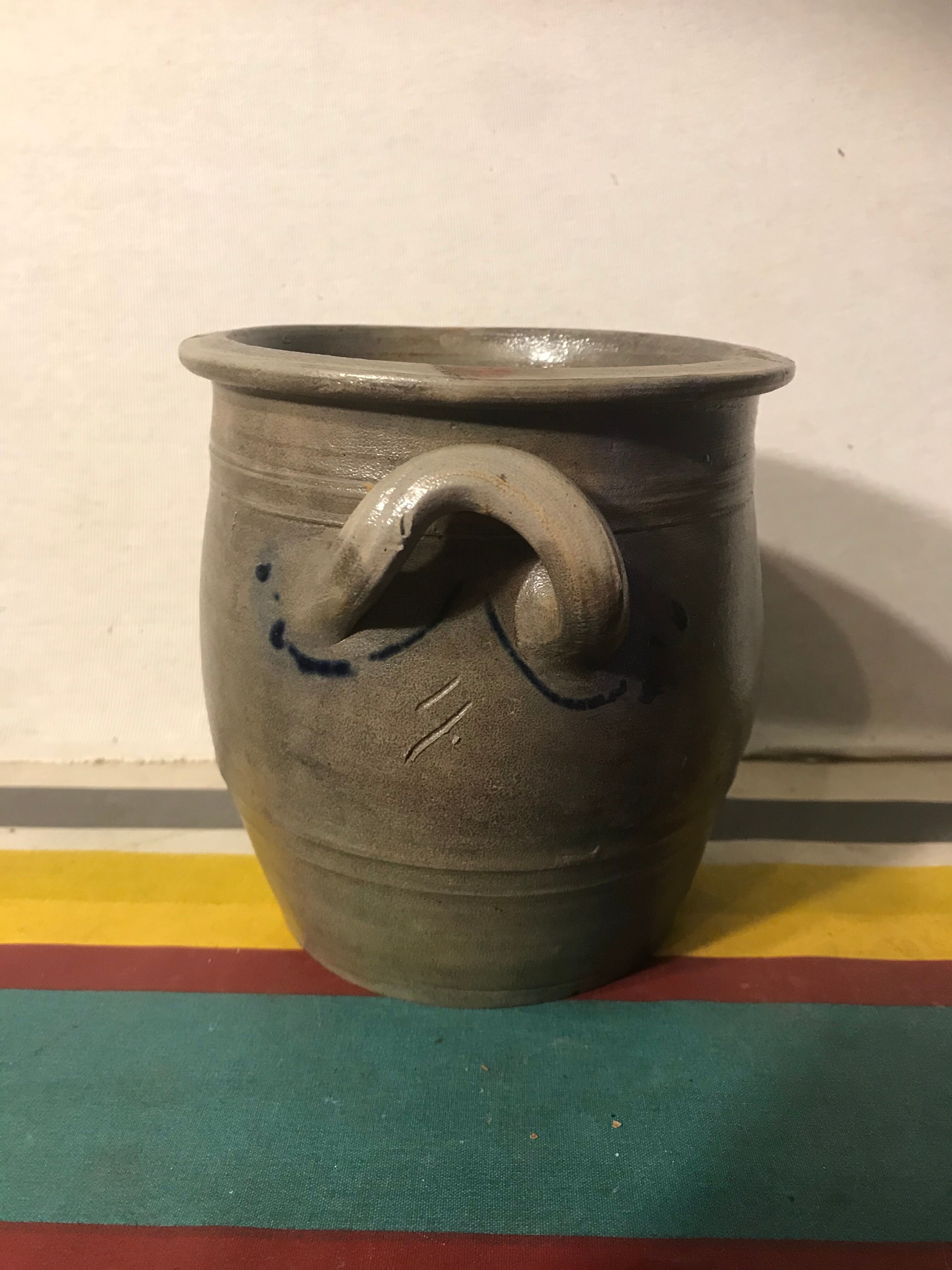 Lot 5 old blue sandstone 3 pots - carafe - vintage decoration tonneau