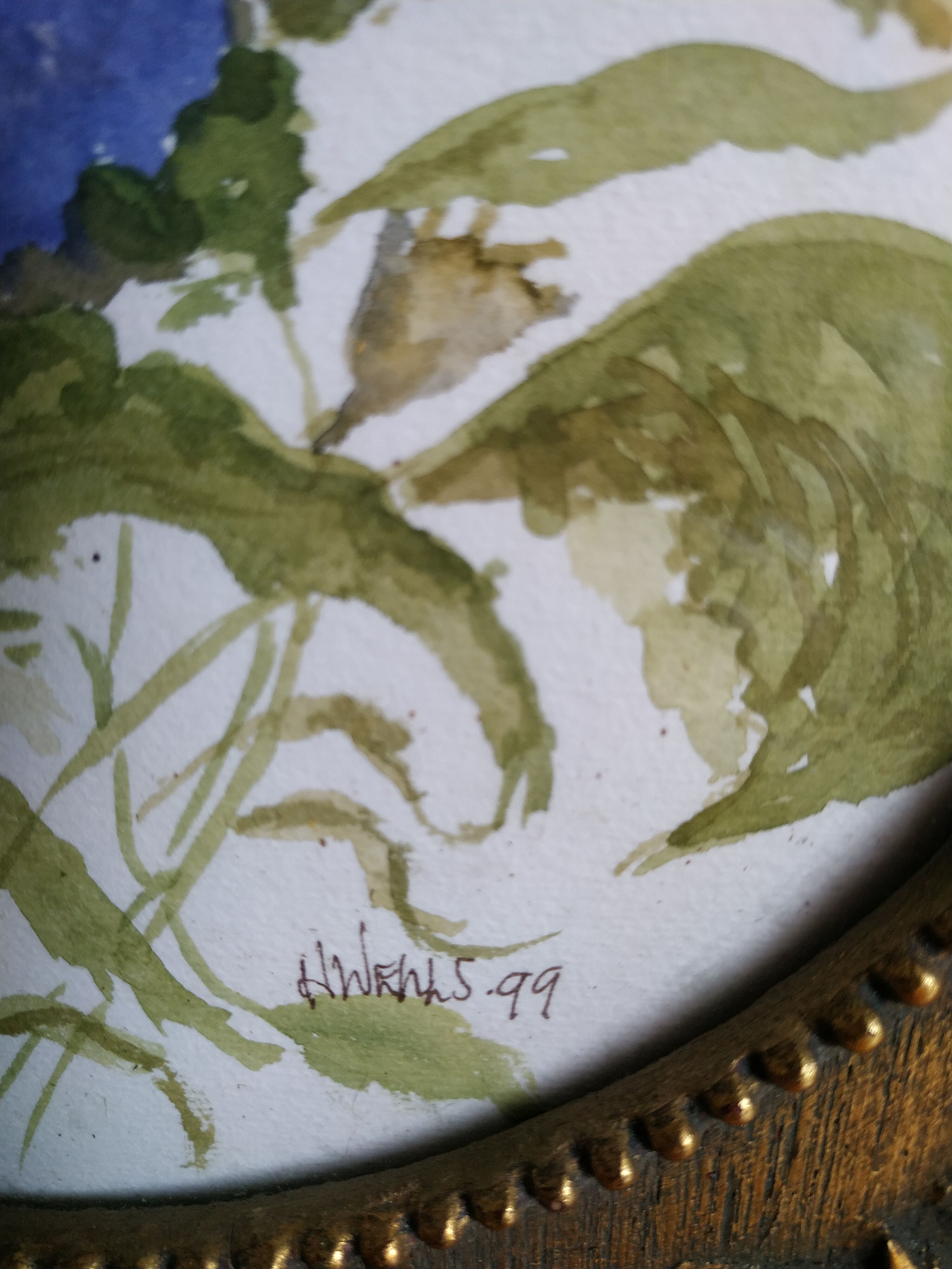 Aquarelle anglaise "Quelques pensées pour vous"1960