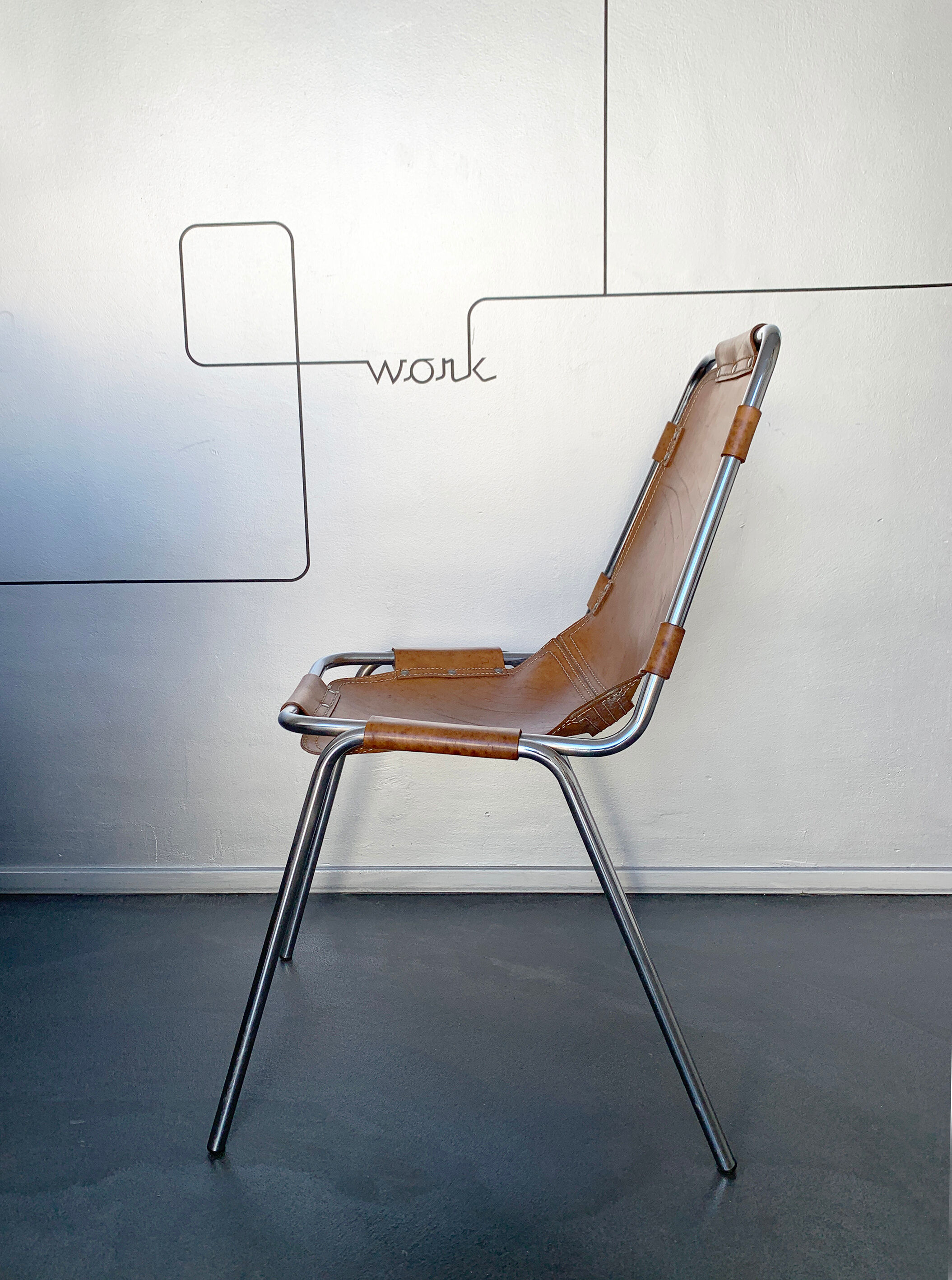 Vintage Chair Les Arcs in leather, published by Dal Vera, 1960s-70s