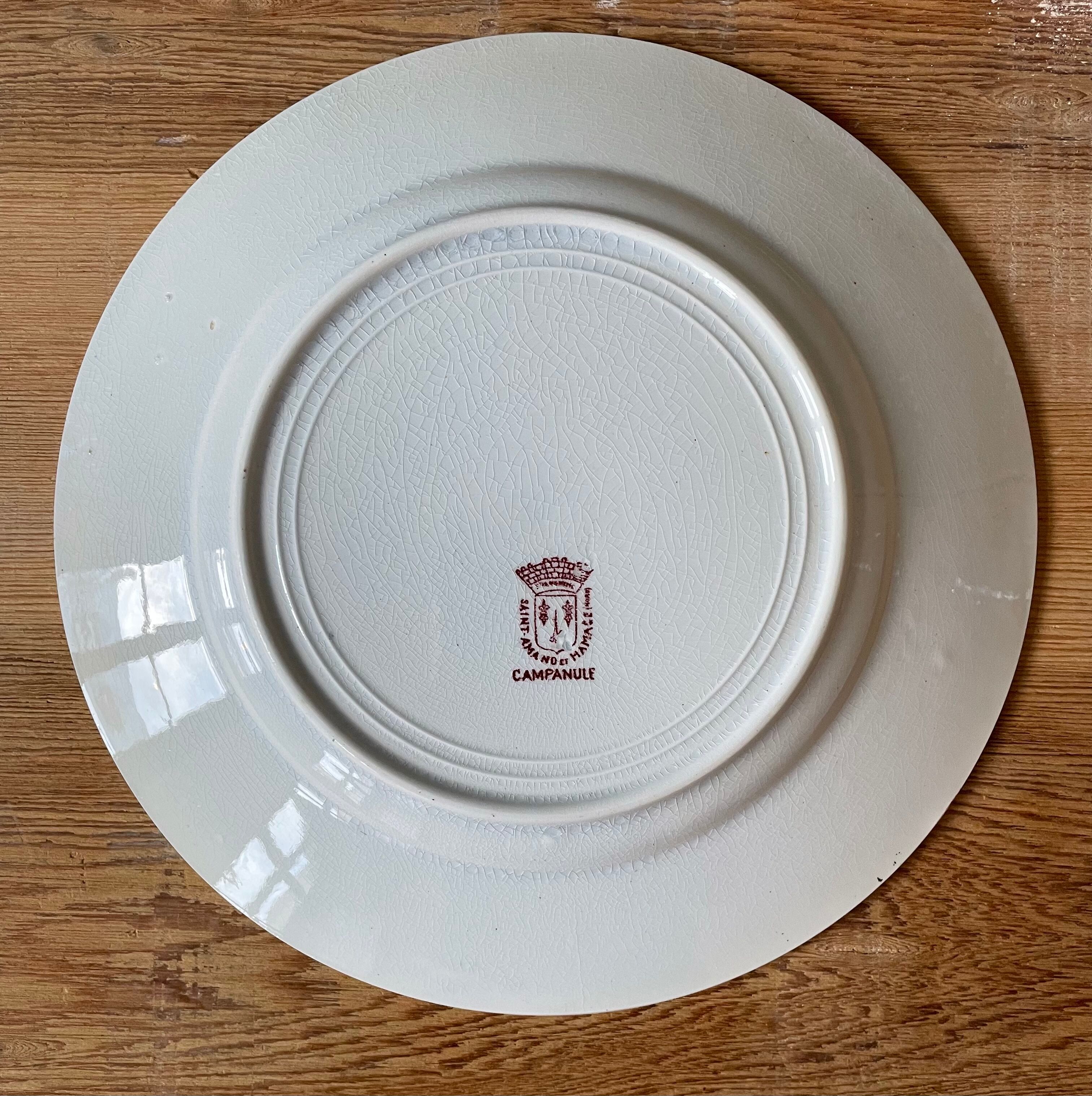 Plate ancient Iron Land XIXth "Campanula" St Amand & Hamage