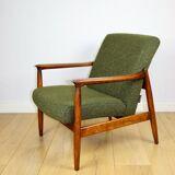 GFM-64 armchair, design by Edmund Homa from the 60s, olive green boucle - 2 pieces available