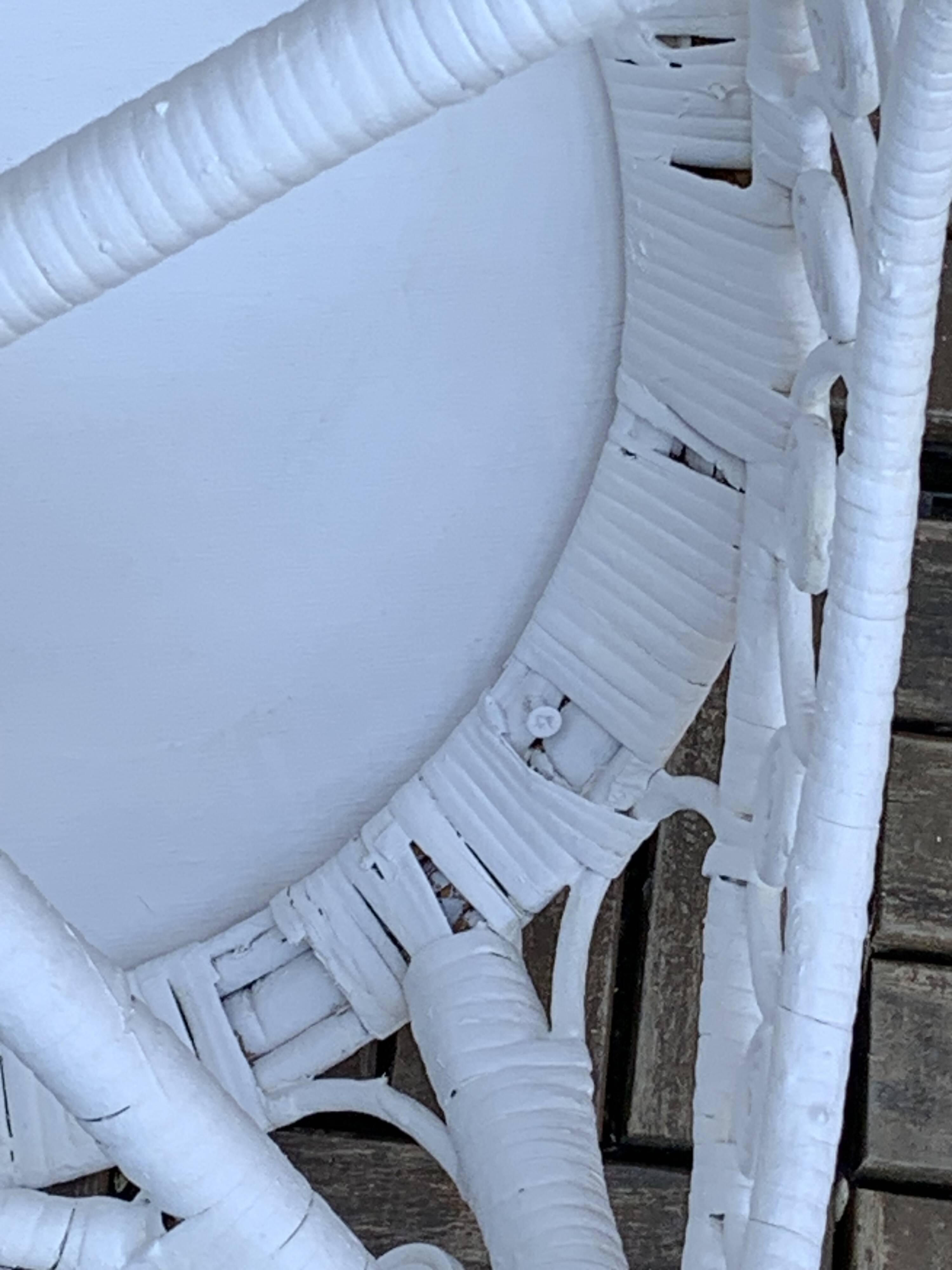 Peacock heart chair, white rattan, 1970s