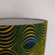 Green totem lamp, vintage afro-pop psychedelic lampshade.