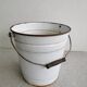 Set of 4 Vintage White Enamel Bucket Planter: 1970s EMO Celje Yugoslavia