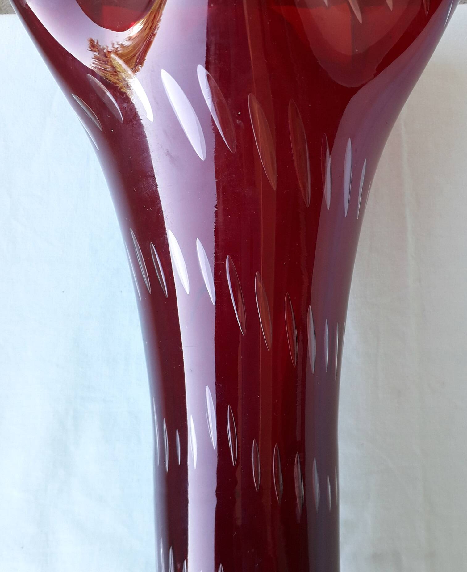 Red glass vase
