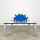 Ligne Roset coffee table, glass, postmodern design, 80s