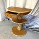 Vintage secretary ensemble and wooden and rattan side table