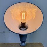 Industrial British Grey Enamel Factory Wall Lamp, 1960s