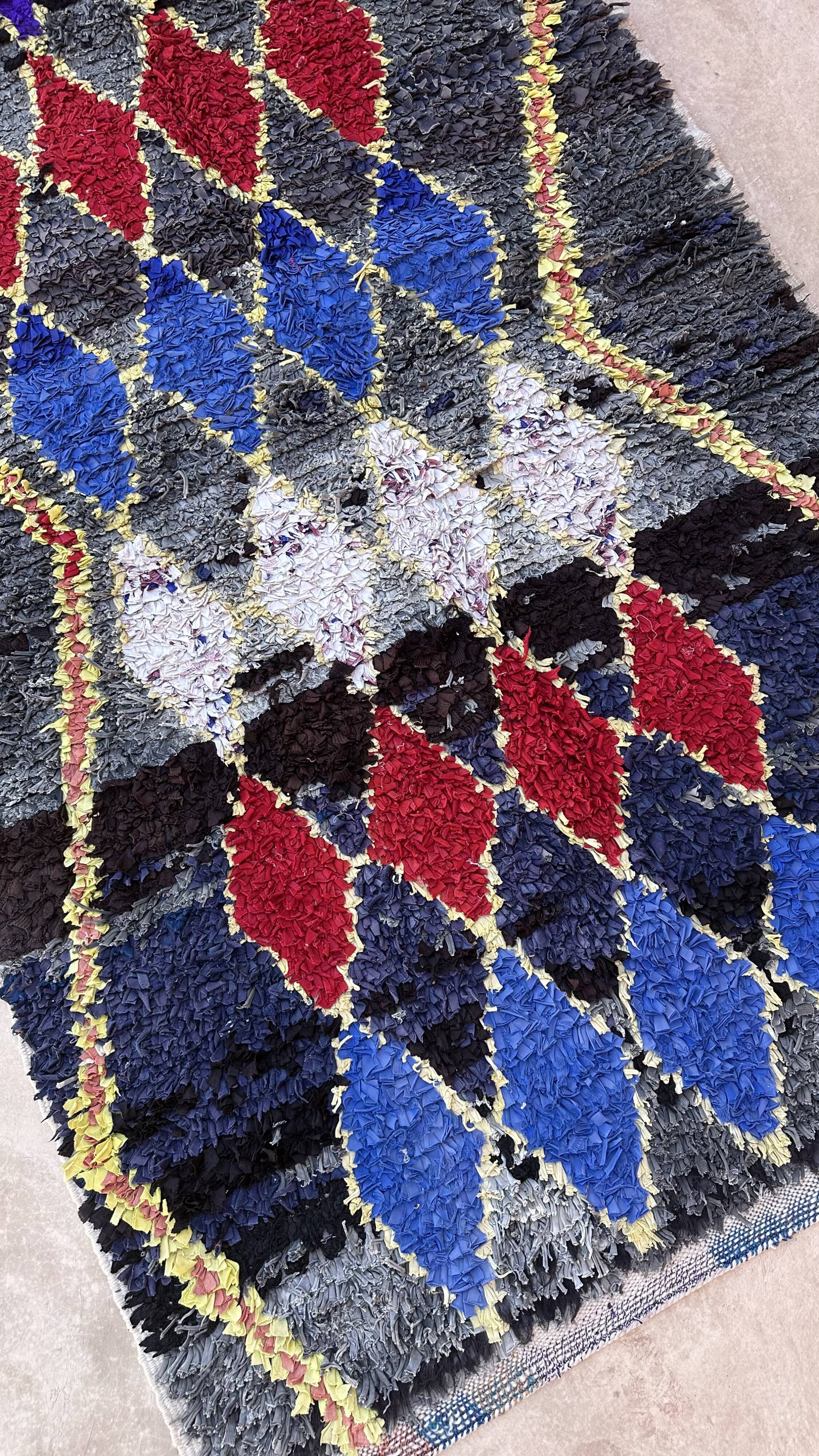 Moroccan carpet boucherouite colored - 116 x 213 cm