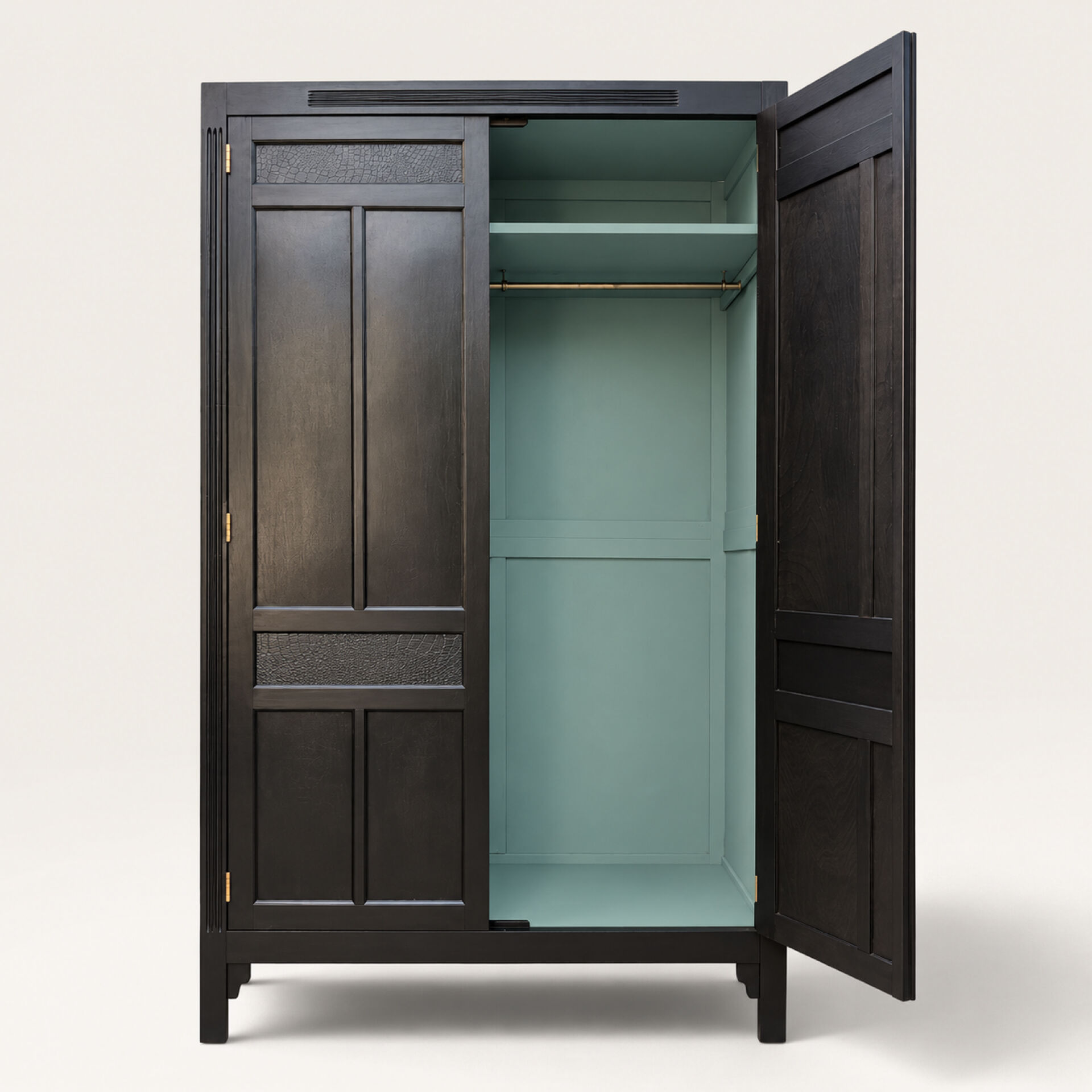 Renovated black Art Deco Parisian wardrobe