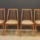 Six mid century dining table chairs