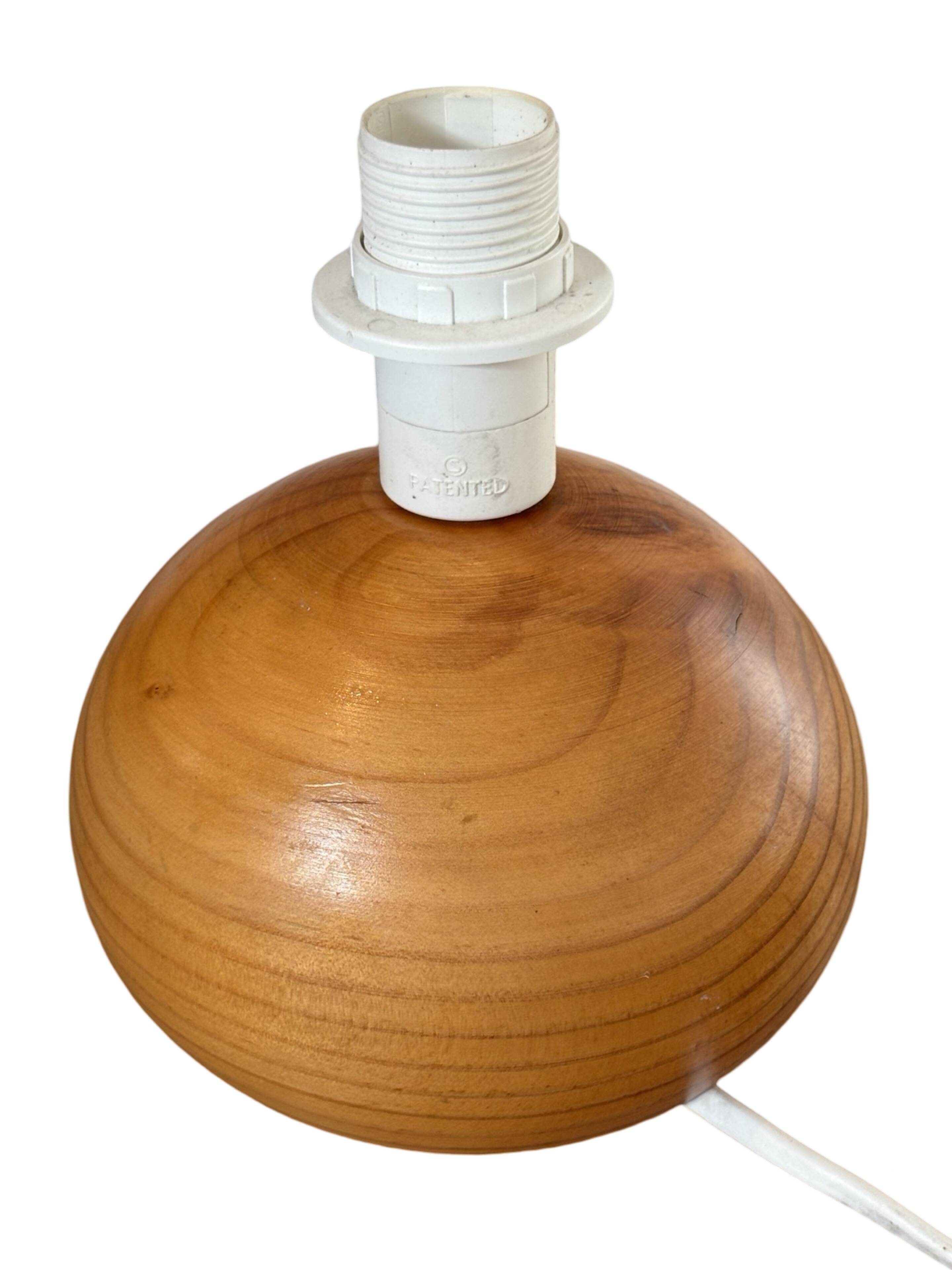 vintage wooden ball lamp small model with fabric shade 80's design