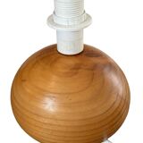 vintage wooden ball lamp small model with fabric shade 80's design